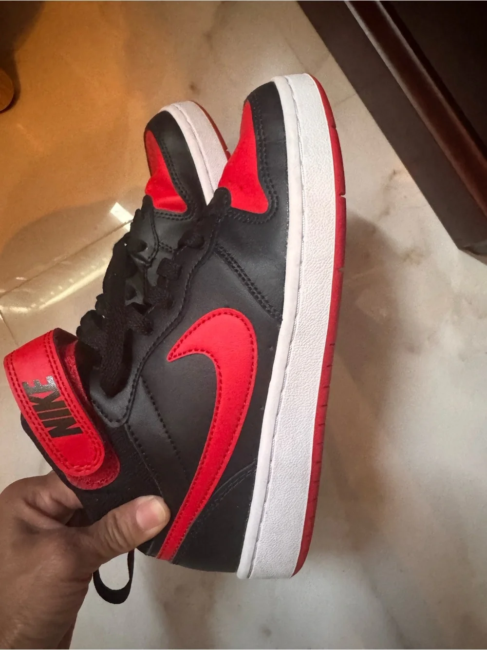 Nike Kids Mid-Top Sneakers in Black and Red
